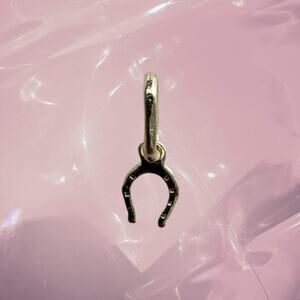 Y2K 925 Sterling silver mini horseshoe lucky charm pendant cottage core